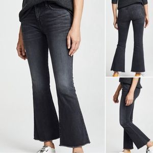 NILI LOTAN Vianca Raw Hem Kick Flare Jean in Basalt Wash (Black/Gray) Size 27